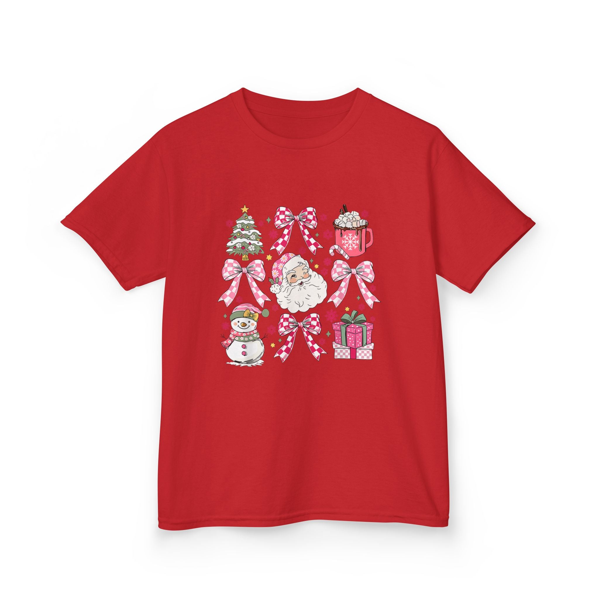 Kids Tee - Girly Pink Bow Christmas Shirt