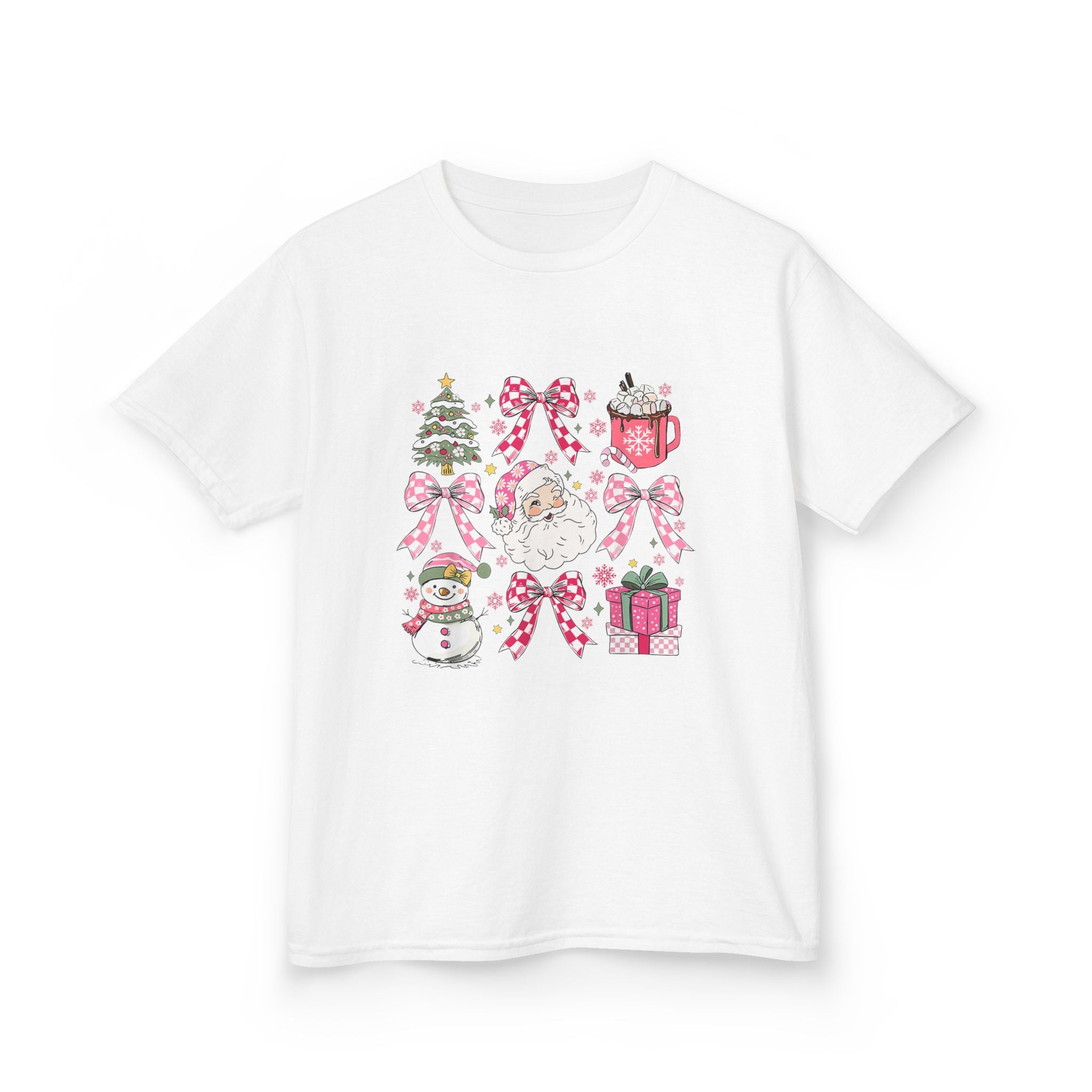 Kids Tee - Girly Pink Bow Christmas Shirt