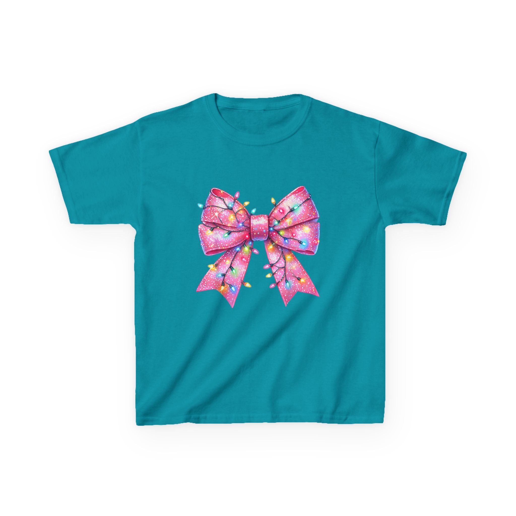 Kids Christmas Bow Tee - Holiday Gift for Girls, Cute Festive Outfit, Christmas Party Shirt, Winter Celebrations Top, Light Up Your Holidays