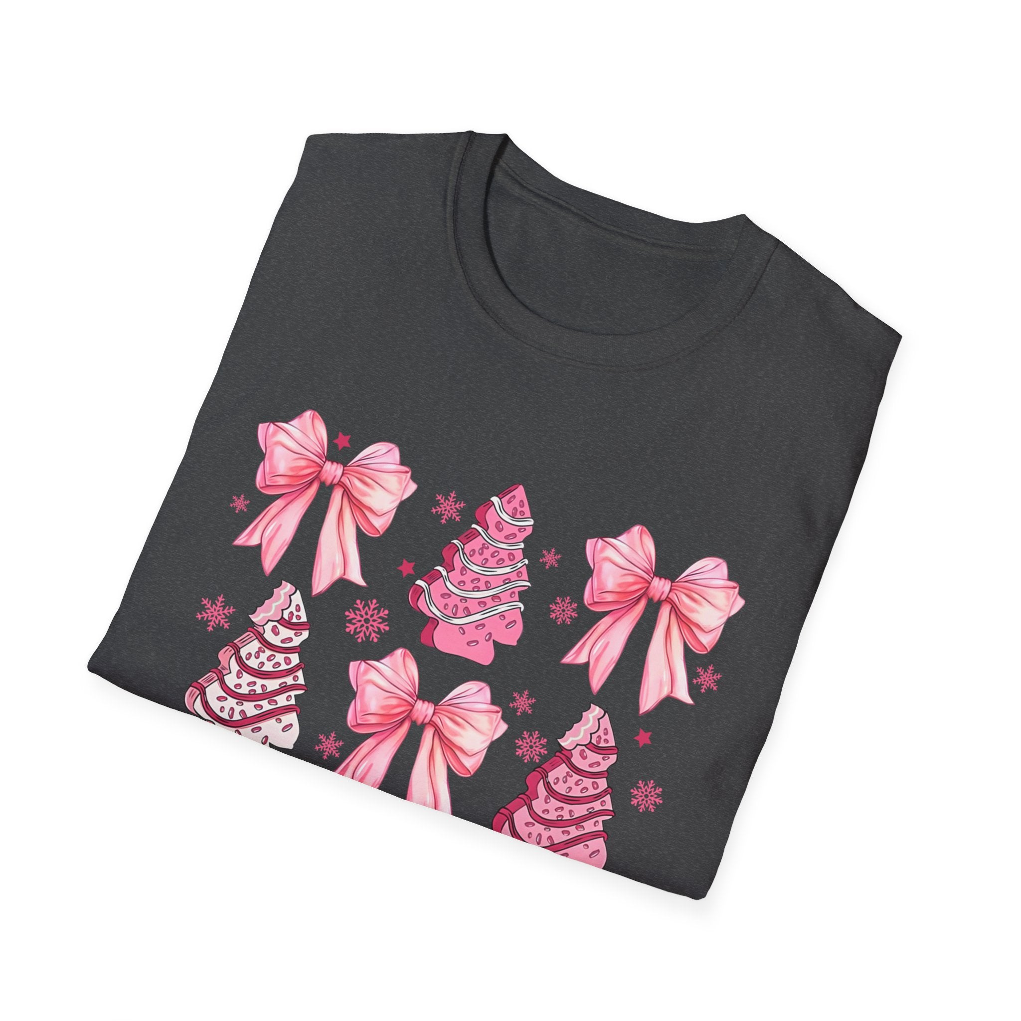 Adult Pink Christmas Tree T-Shirt, Unisex Holiday Tee, Cute Christmas Apparel, Gift for Her, Cozy T-Shirt, Christmas Decor