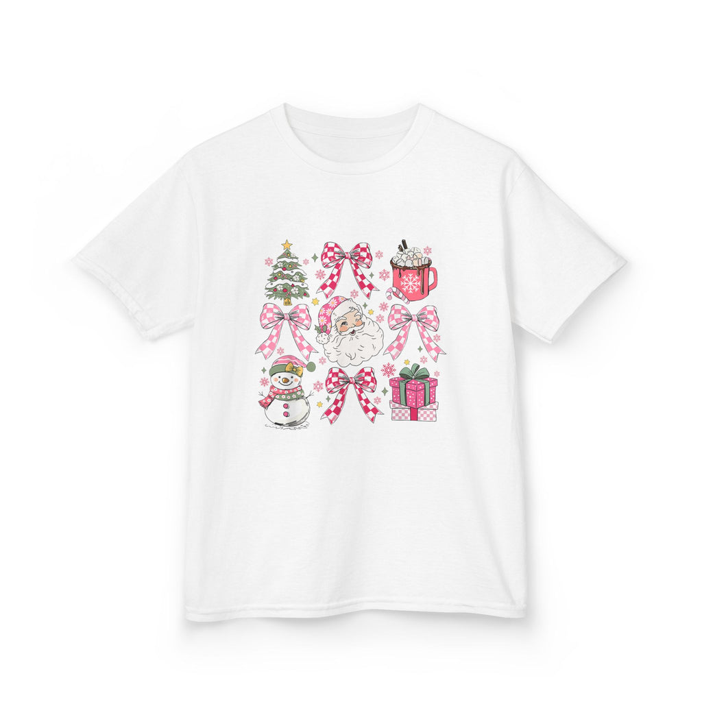 Kids Tee - Girly Pink Bow Christmas Shirt