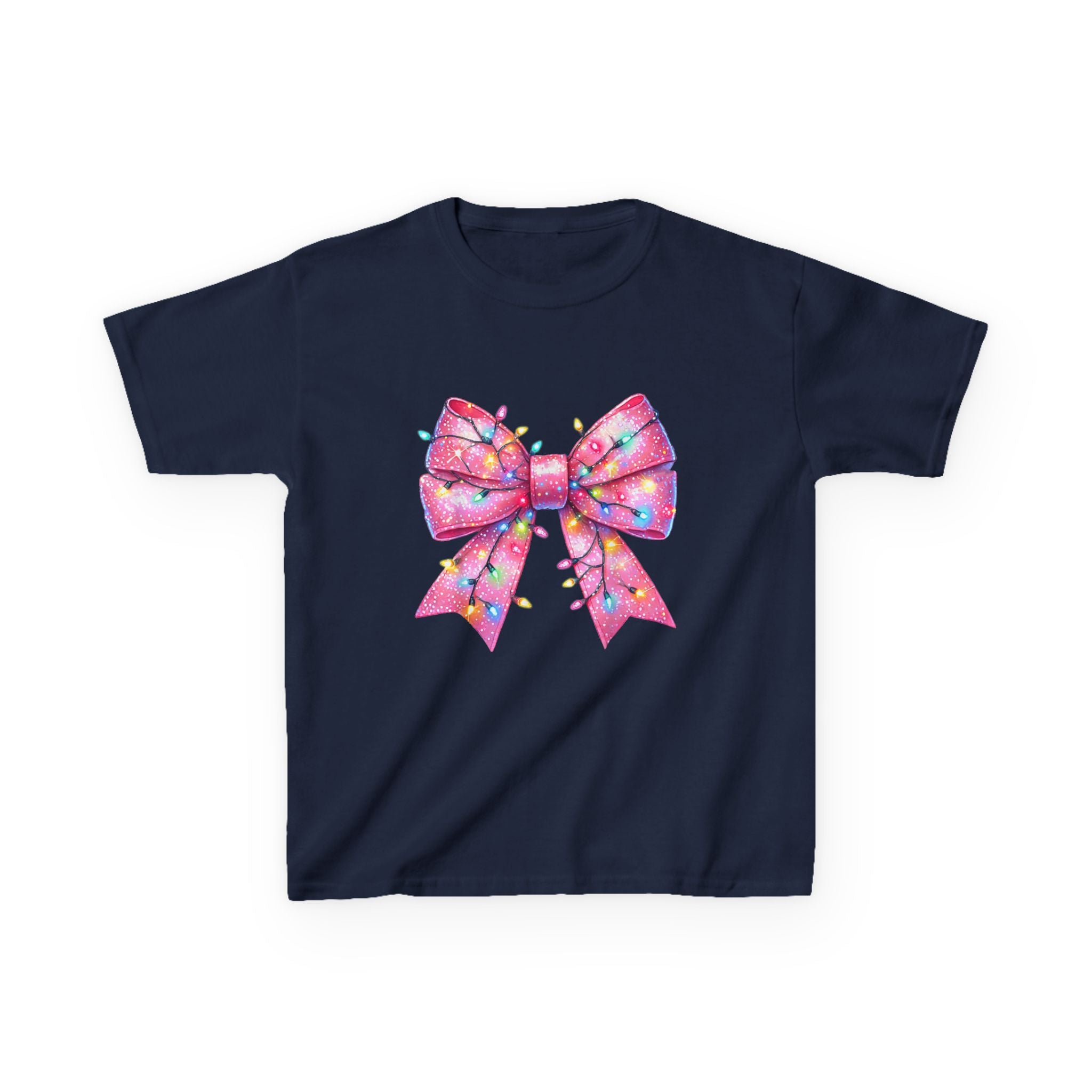 Kids Christmas Bow Tee - Holiday Gift for Girls, Cute Festive Outfit, Christmas Party Shirt, Winter Celebrations Top, Light Up Your Holidays