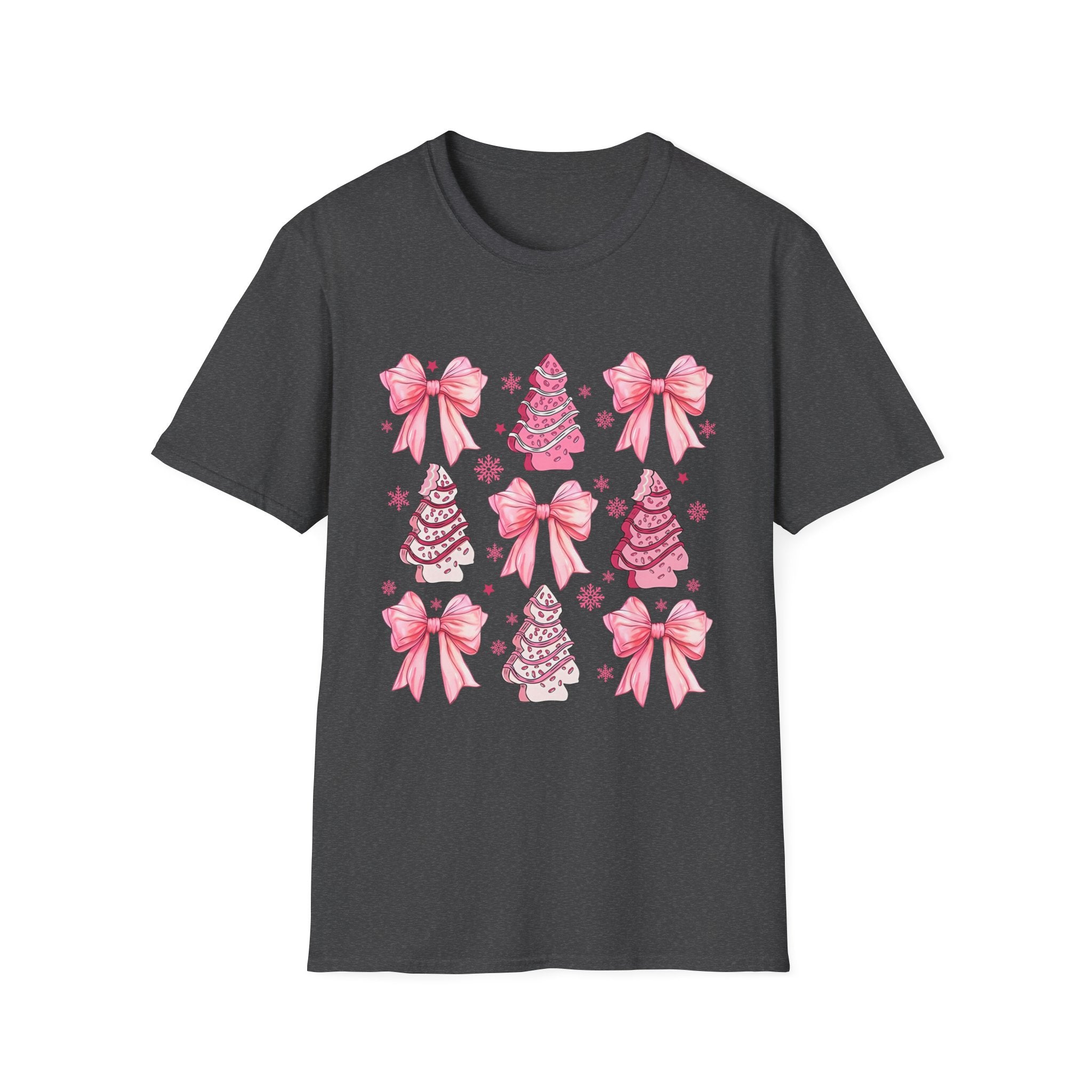 Adult Pink Christmas Tree T-Shirt, Unisex Holiday Tee, Cute Christmas Apparel, Gift for Her, Cozy T-Shirt, Christmas Decor