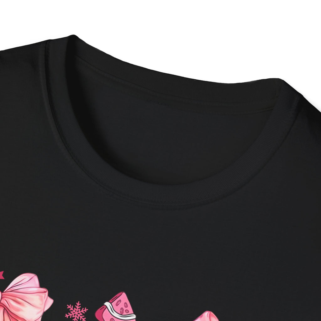 Adult Pink Christmas Tree T-Shirt, Unisex Holiday Tee, Cute Christmas Apparel, Gift for Her, Cozy T-Shirt, Christmas Decor