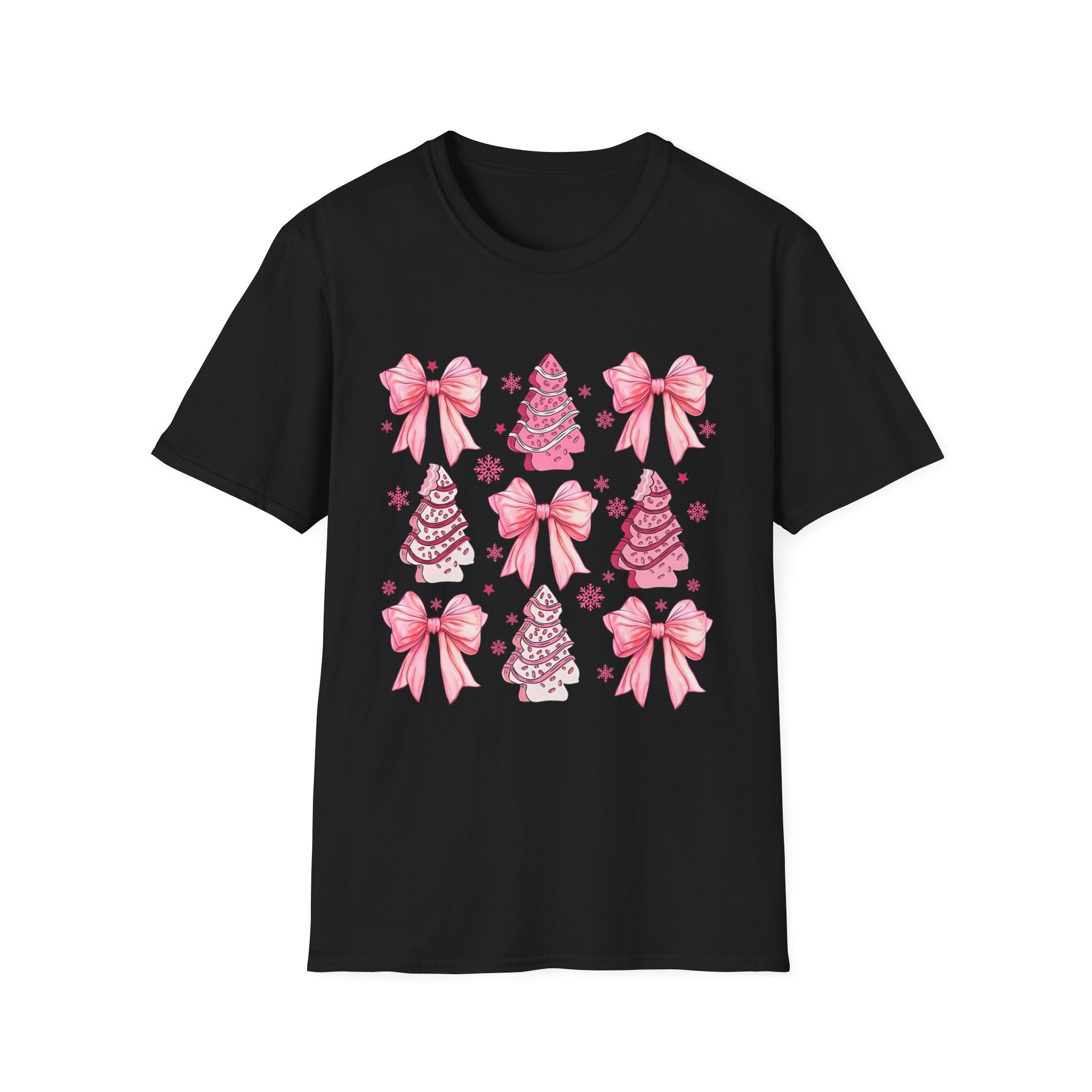 Adult Pink Christmas Tree T-Shirt, Unisex Holiday Tee, Cute Christmas Apparel, Gift for Her, Cozy T-Shirt, Christmas Decor