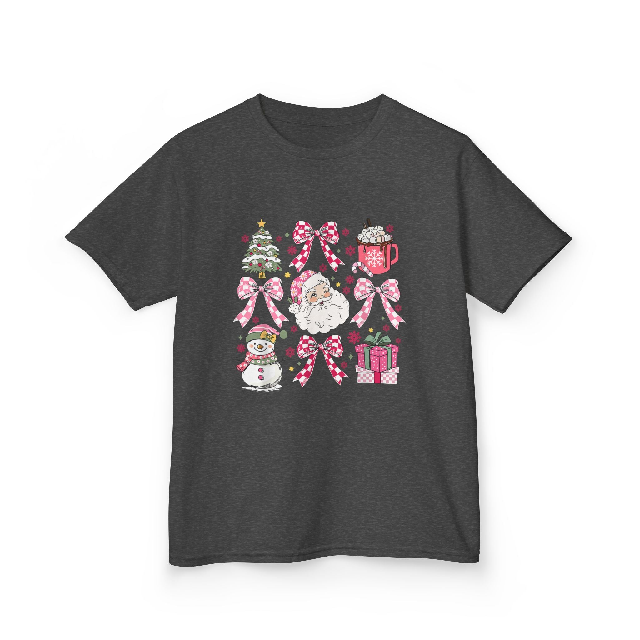 Kids Tee - Girly Pink Bow Christmas Shirt