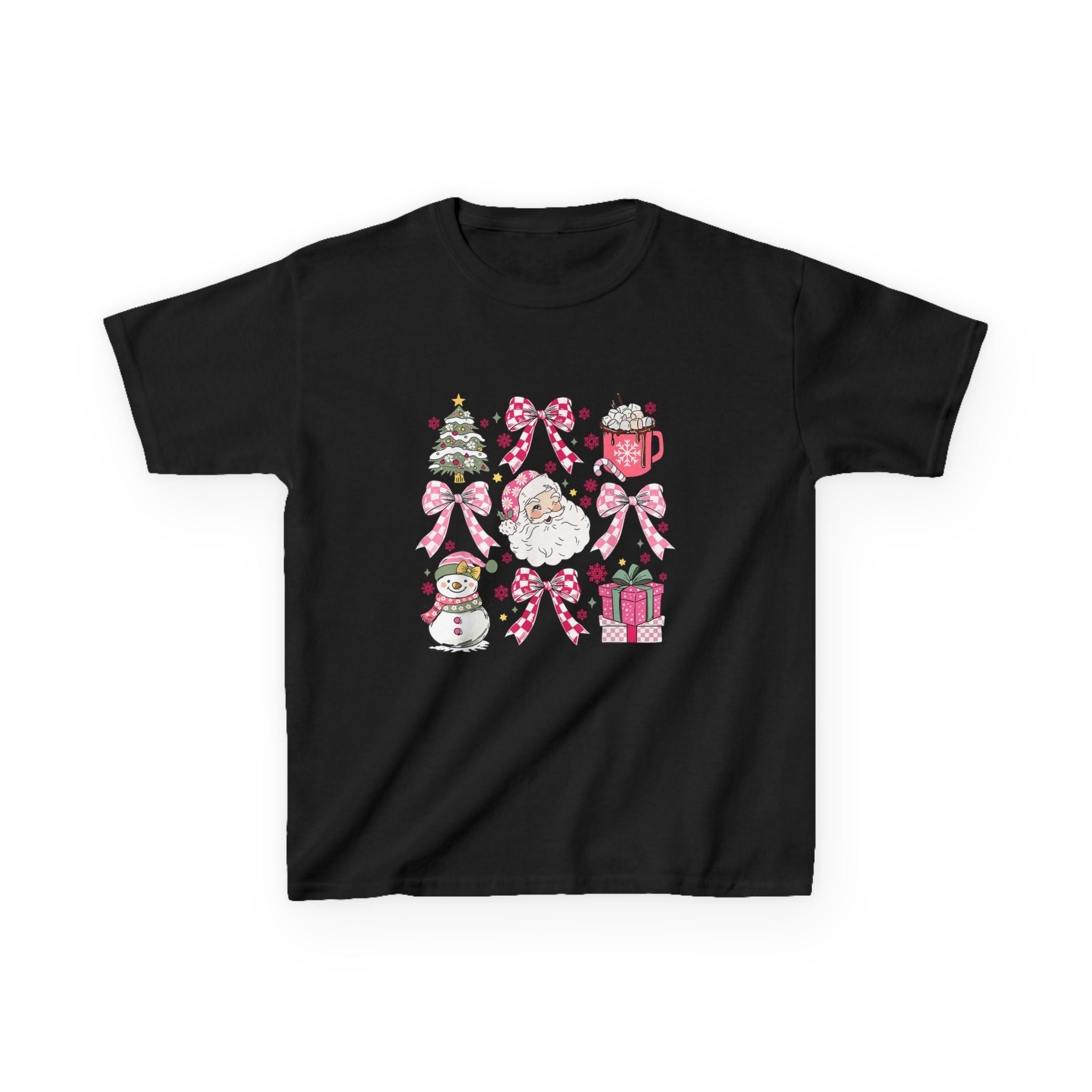 Kids Tee - Girly Pink Bow Christmas Shirt