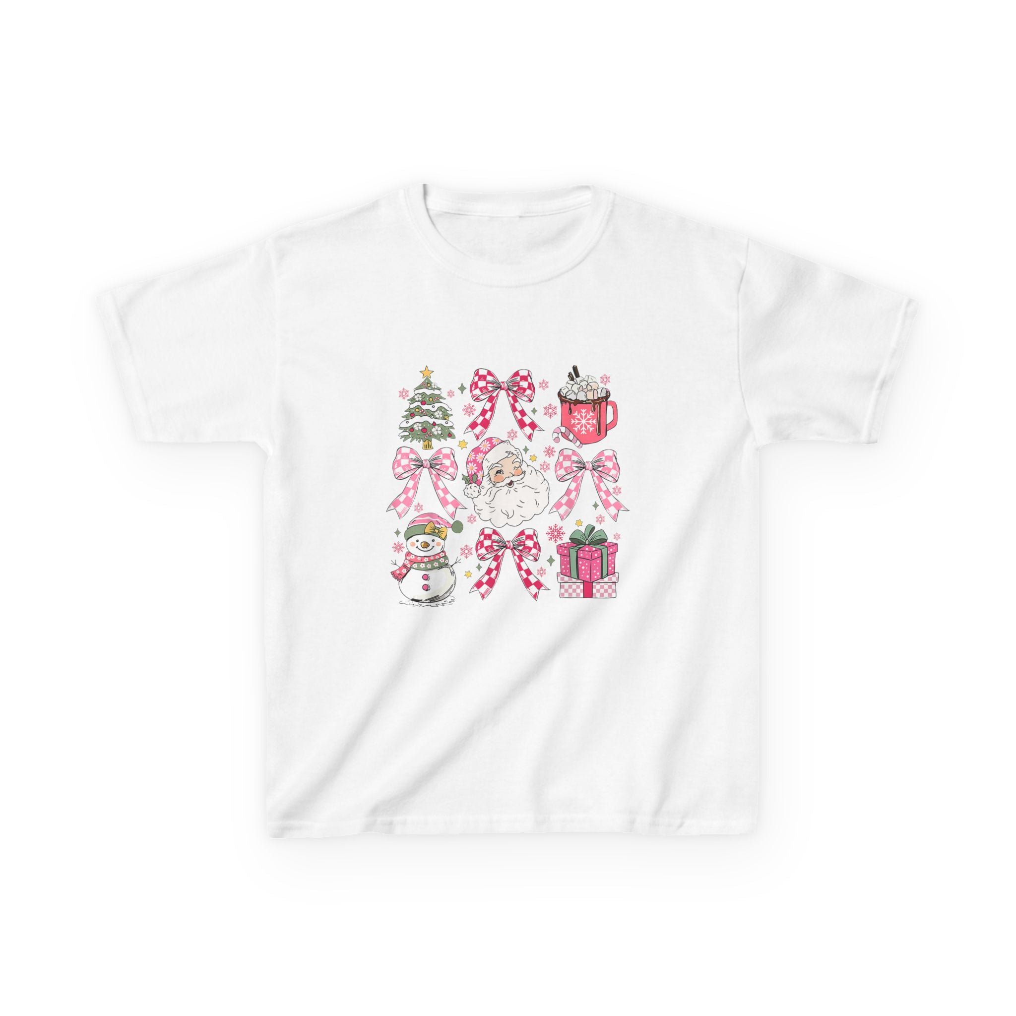 Kids Tee - Girly Pink Bow Christmas Shirt